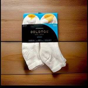 Gold Toe White and Yellow Athletic Socks with Reinforced Toe